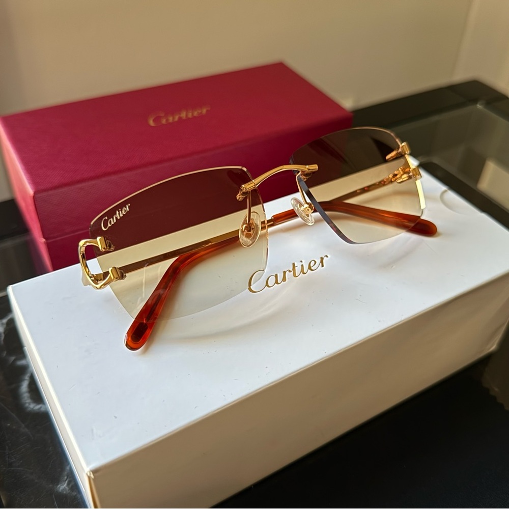 Cartier Rimless Sunglasses with Gold Accents